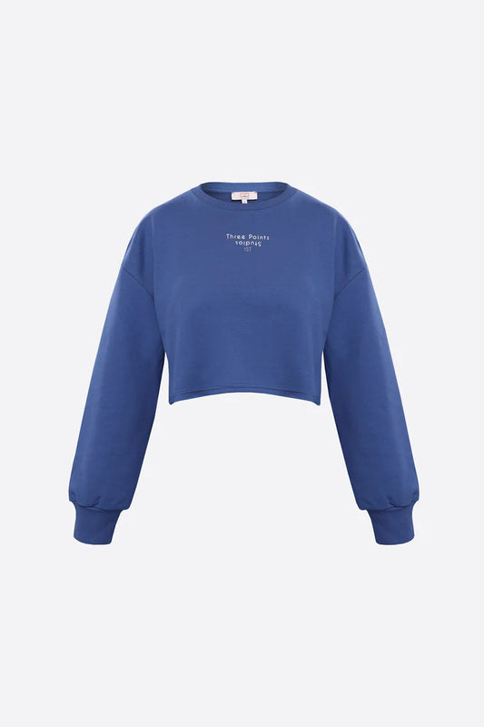 Wear Three Points Blue Jolie Crop Sweatshirt