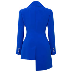 Asymmetric Double Breasted Tailored Blazer (Blue)