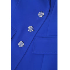 Asymmetric Double Breasted Tailored Blazer (Blue)