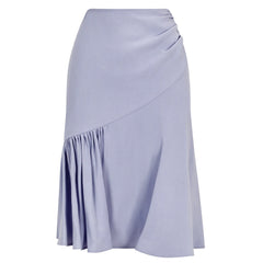 Rushed Asymmetrical Skirt (Cloud Blue)
