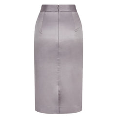 Cotton-Blend Sateen Pencil Skirt (Silver Grey)