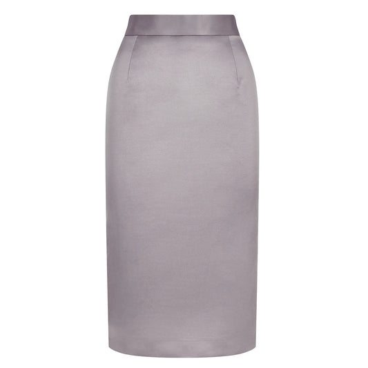 Cotton-Blend Sateen Pencil Skirt (Silver Grey)