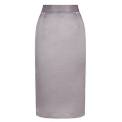 Cotton-Blend Sateen Pencil Skirt (Silver Grey)