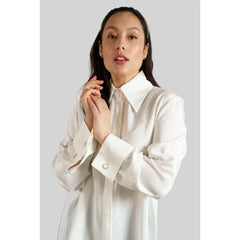 Viscose Rayon Gathered Back Shirt (Ivory)