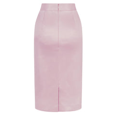 Cotton-Blend Sateen Pencil Skirt (Powder Pink)