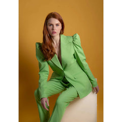 Femponiq Puff-Shoulder Tailored Blazer (Apple-Green)