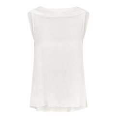 Roll Collar Vegan Top with Cutaway Neck (Pearl White)