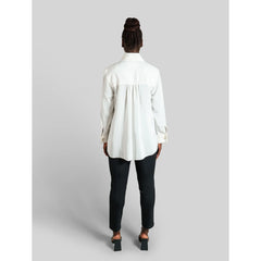 Viscose Rayon Gathered Back Shirt (Ivory)