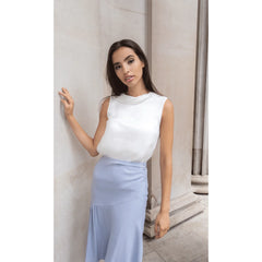 Rushed Asymmetrical Skirt (Cloud Blue)