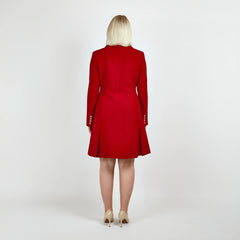 Femponiq Asymmetric Pleated Blazer Dress (Red)