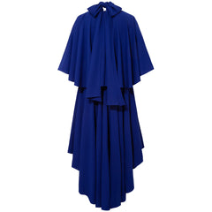 Bow Tie Neck Cape Sleeve Maxi Dress (Midnight Blue)