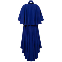 Bow Tie Neck Cape Sleeve Maxi Dress (Midnight Blue)