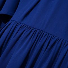 Bow Tie Neck Cape Sleeve Maxi Dress (Midnight Blue)
