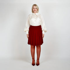 Gathered Neck Voluminous Raglan Sleeve Shirt (Pearl White)