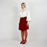 Gathered Neck Voluminous Raglan Sleeve Shirt (Pearl White)