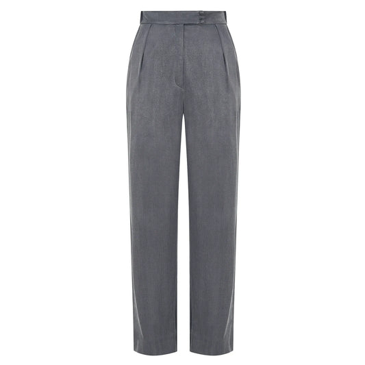 Viscose and Cupro-Blend Pants (Charcoal Grey)