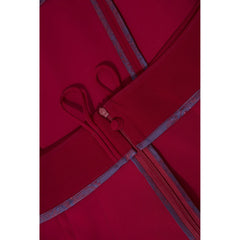 High-Waisted Pleated Above-the-Knee Skirt (Wine Red)