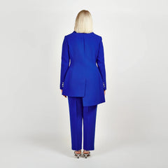 High Waisted Tailored Trouser (Blue)