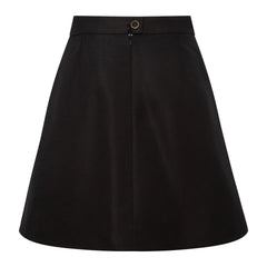 Pleated Silk-Blend Flared Skirt (Black)