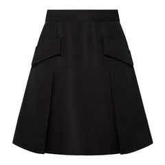 Pleated Silk-Blend Flared Skirt (Black)