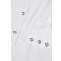 Puff Sleeve V-Neck Gathered Shirt (Sheer White)