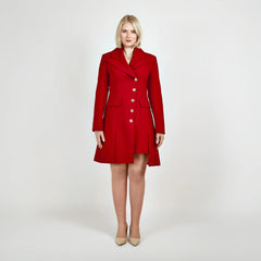 Femponiq Asymmetric Pleated Blazer Dress (Red)