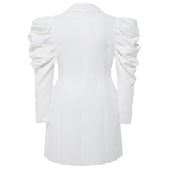 Femponiq Draped Sleeved Tailored Blazer Dress (White)