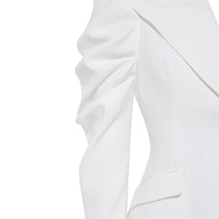 Femponiq Draped Sleeved Tailored Blazer Dress (White)
