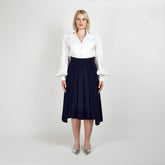 Puff Sleeve V-Neck Gathered Shirt (Sheer White)