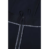 High-Waisted Pleated Midi Skirt with Asymmetric Slits (Navy)