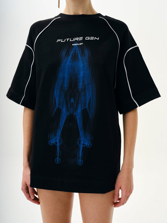 Knitology KNTLGY x EDK AI Baskılı Unisex Oversize T-Shirt