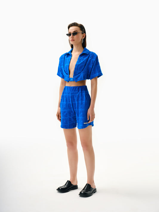 Knitology KNTLGY Unisex Mavi Havlu Şort