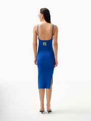 Knitology KNTLGY Askılı Sırtı Açık Mavi Örme Elbise