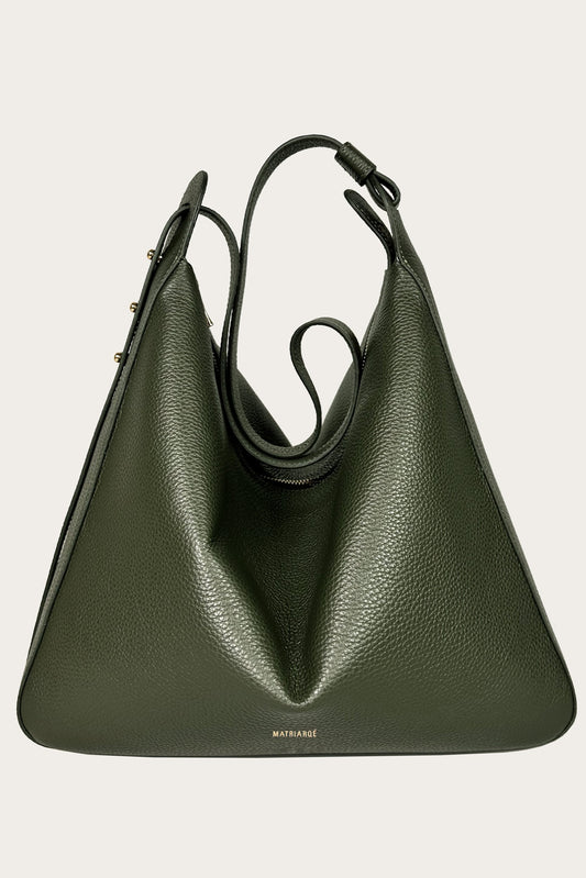 Nova Büyük Omuz Çantası Deri - Koyu Yeşil