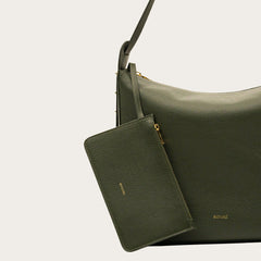 Nova Büyük Omuz Çantası Deri - Koyu Yeşil