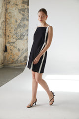 Handarte Los Angeles Beyaz Şeritli Siyah Elbise