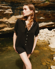 Handarte Los Angeles Siyah Müslin Tulum