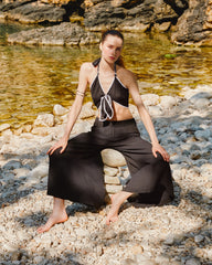 Handarte Los Angeles Siyah Müslin Düğümlü Büstiyer