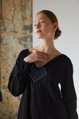 Handarte Los Angeles Şile Bezi Pamuk Ağaç Baskılı Uzun Elbise