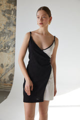 Handarte Los Angeles Siyah Beyaz Çift Renk Elbise