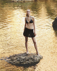 Handarte Los Angeles El Örgüsü Siyah Pareo Etek