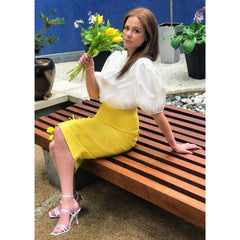 High Waisted Pencil Skirt (Sunshine Yellow)