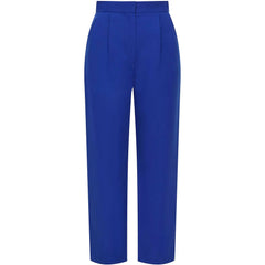 High Waisted Cropped Cotton Trouser (Royal Blue)