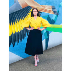 Semi-Flared Cotton Skirt (Navy)