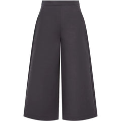 Wide Leg Cropped Cotton Trouser (Cloud Grey)