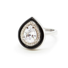 SooSilkyGems ENAMELLED PEAR-SHAPED SOLITAIRE RING