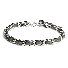 Mey Atelier Chaileather Green – Chain & Leather Bracelet