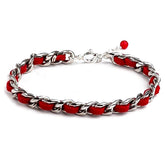 Mey Atelier Chaileather Red – Chain & Leather Bracelet