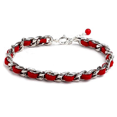 Mey Atelier Chaileather Red – Chain & Leather Bracelet