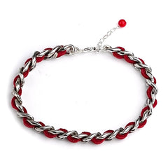 Mey Atelier Chaileather Red – Chain & Leather Bracelet